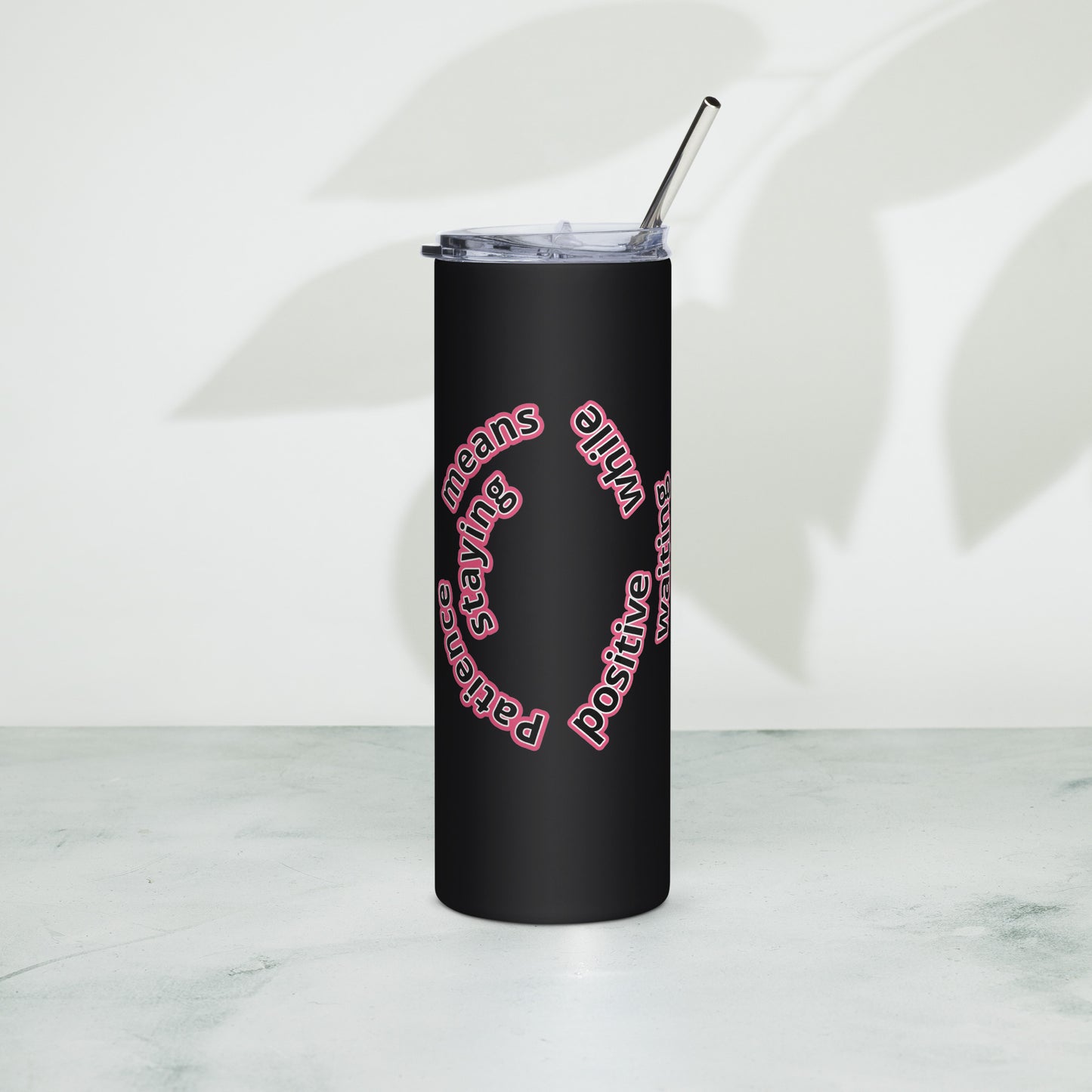 Stainless steel insulated tumbler with yin-yang mental balance design in black finish
