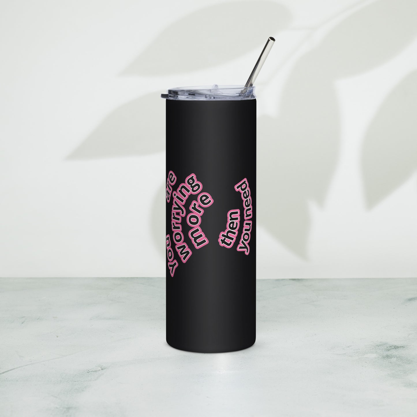 Customized 20oz Black stainless-steel tumbler with artistic design and sliding lid