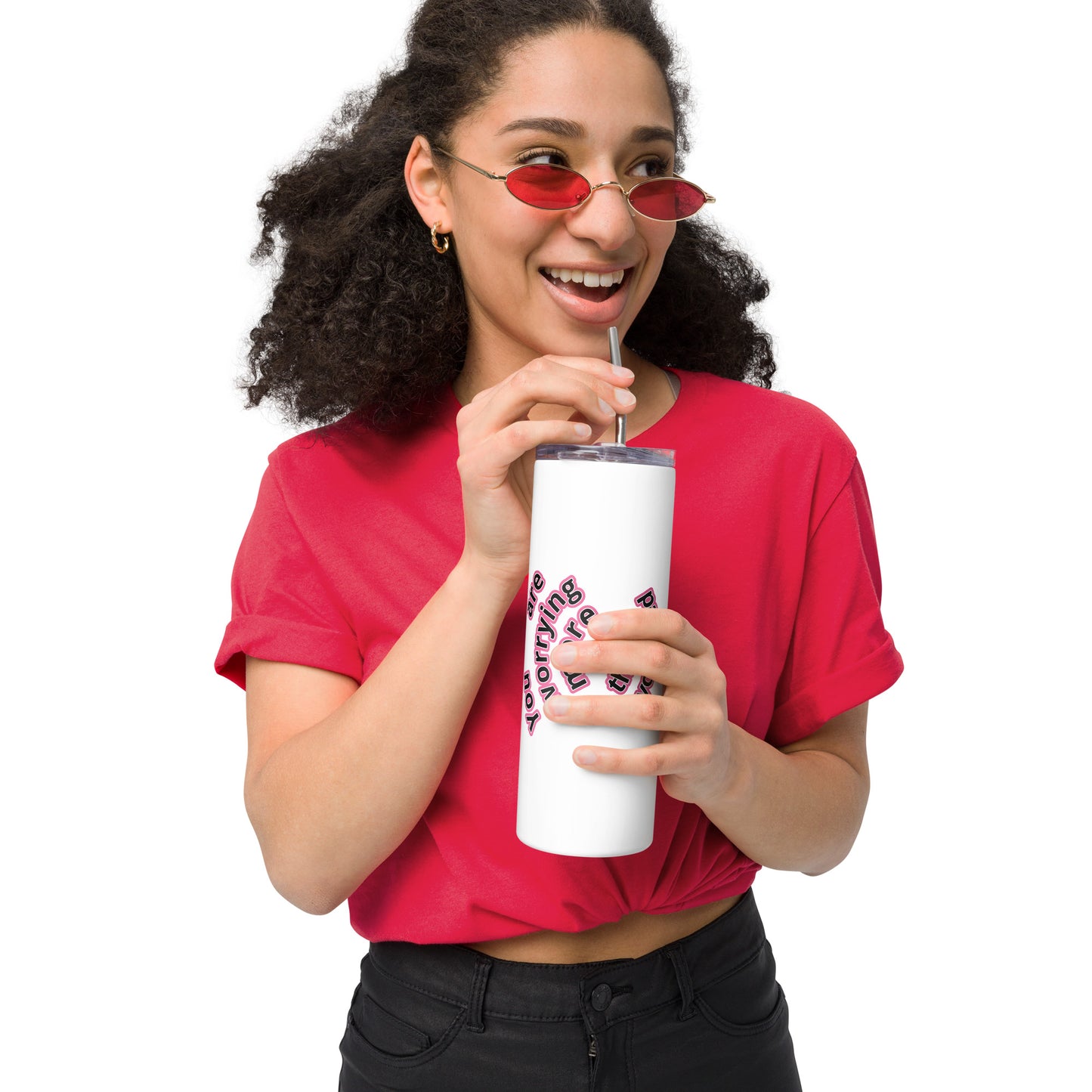 Customized 20oz stainless steel tumbler with artistic design and sliding lid