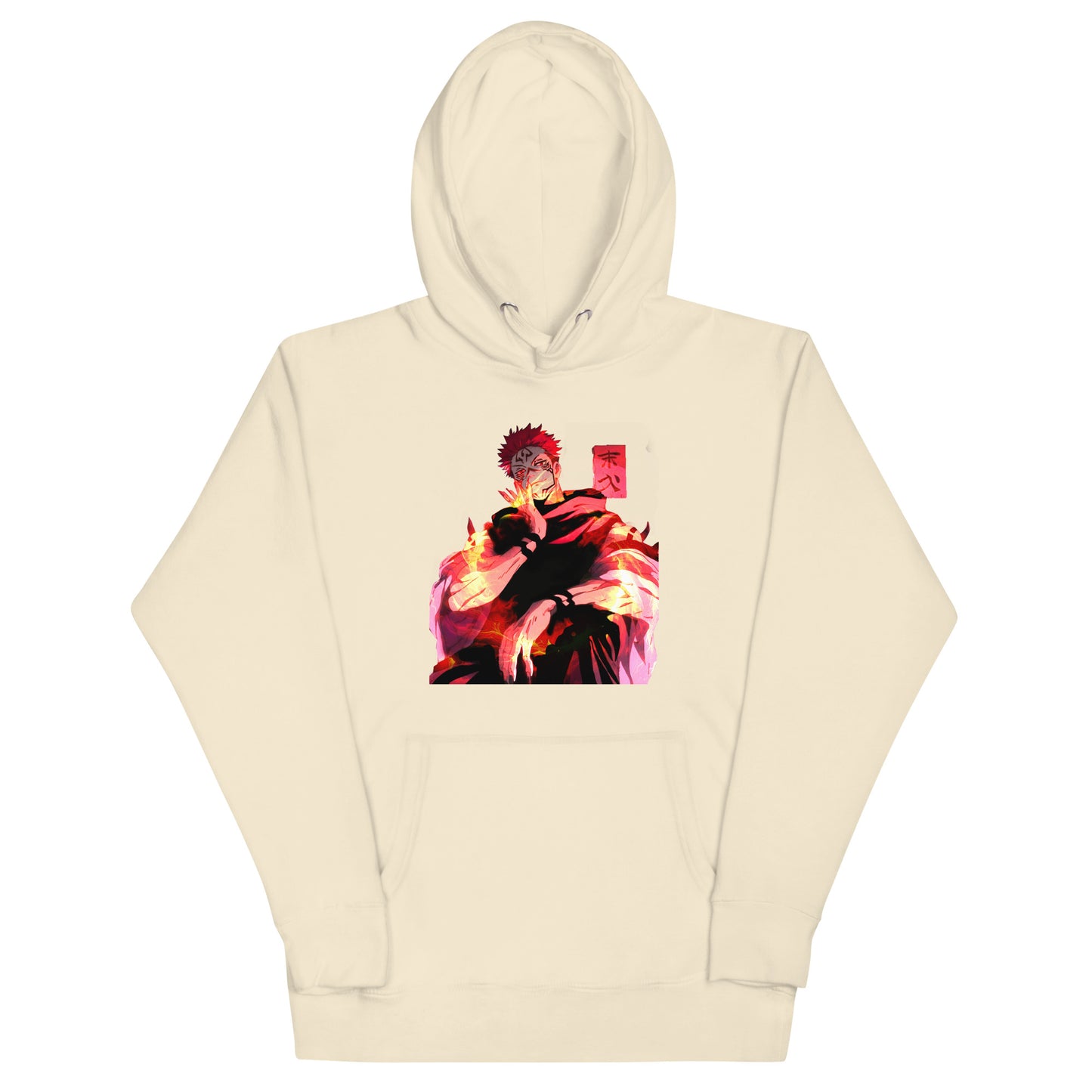 Bone anime hoodie with red malevolent cursed energy design inspired by Jujutsu Kaisen