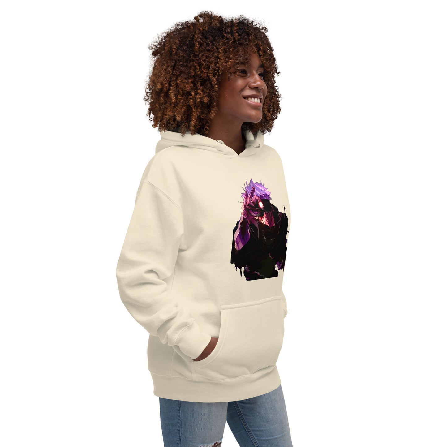 Bone infinity streetwear hoodie featuring minimal urban design, oversized hood and split pocket details