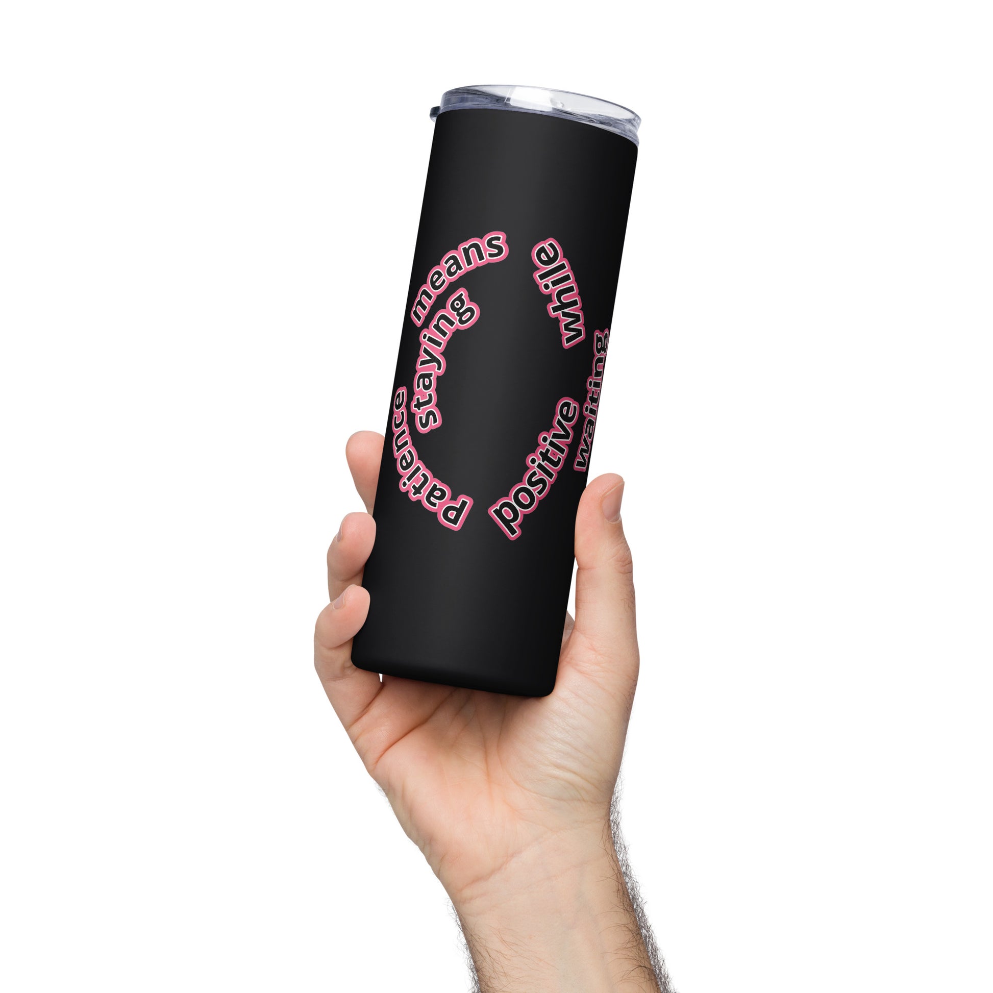 Stainless steel insulated tumbler with yin-yang mental balance design in black finish