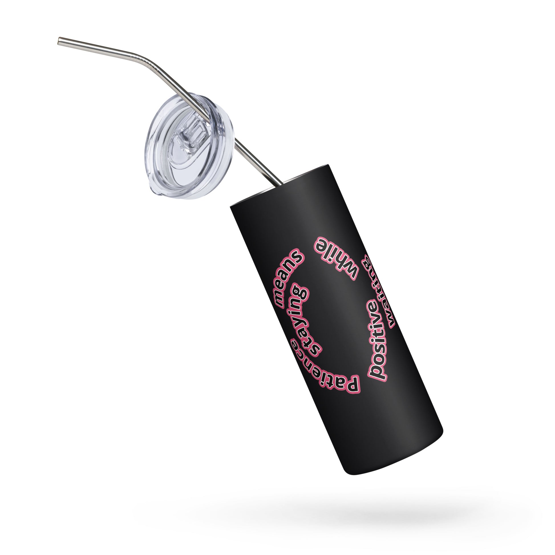 Stainless steel insulated tumbler with yin-yang mental balance design in black finish
