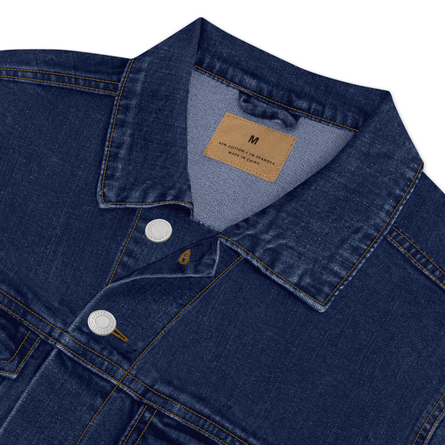 Vintage style classic denim jacket with distressed wash and custom embroidery details on back