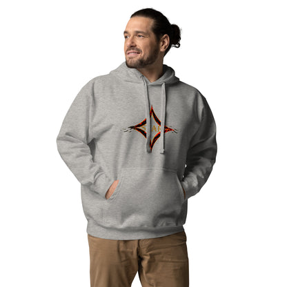 Carbon Grey color hoodie featuring bright star universal decay cosmic design with vibrant supernova colors