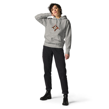 Carbon Grey color hoodie featuring bright star universal decay cosmic design with vibrant supernova colors