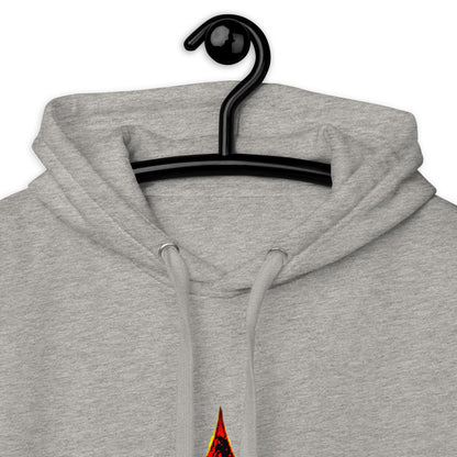 Carbon Grey color hoodie featuring bright star universal decay cosmic design with vibrant supernova colors